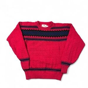 Vintage Eastern Mountain Sports EMS fair isle heavy sweater red L mens made USA